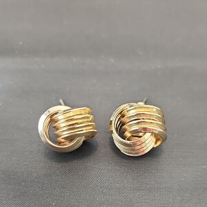 Love Knot Pierced Earrings Gold Tone Vintage